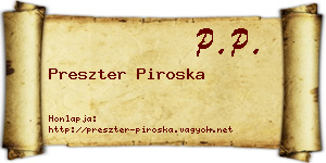 Preszter Piroska névjegykártya